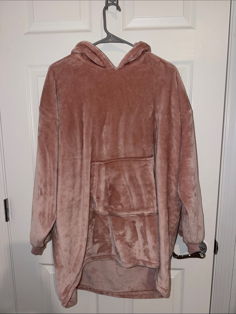 Cozy Plush Hooded Pullover - Dusty Rose